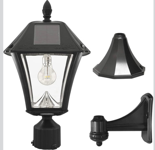 Gama Sonic Baytown II Bulb Black Solar Outdoor Post Light