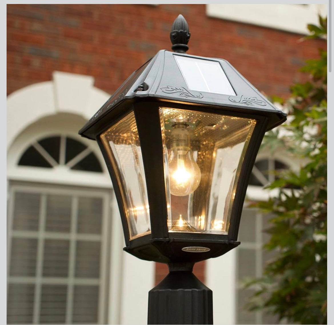 Gama Sonic Baytown II Bulb Black Solar Outdoor Post Light