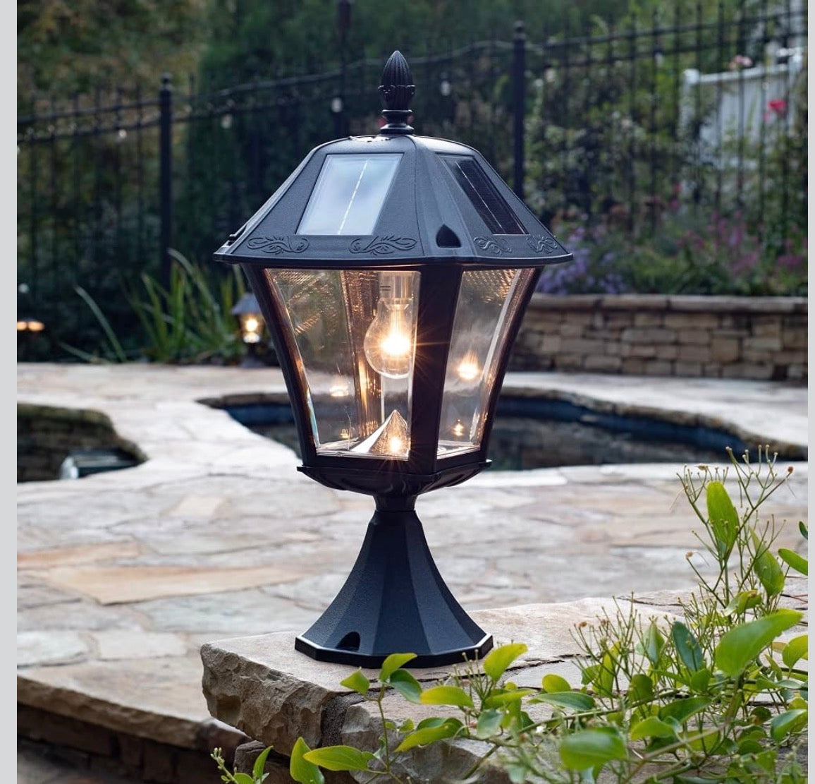 Gama Sonic Baytown II Bulb Black Solar Outdoor Post Light