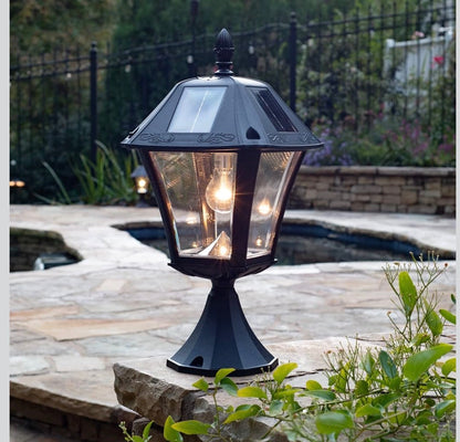 Gama Sonic Baytown II Bulb Black Solar Outdoor Post Light
