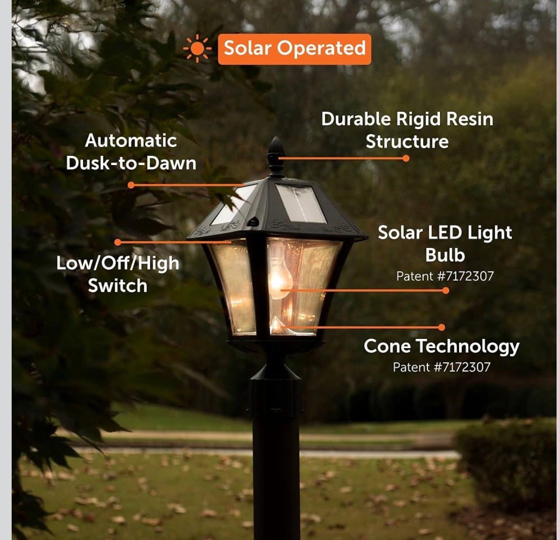 Gama Sonic Baytown II Bulb Black Solar Outdoor Post Light