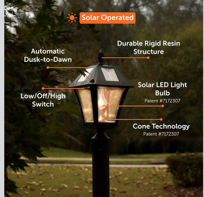 Gama Sonic Baytown II Bulb Black Solar Outdoor Post Light