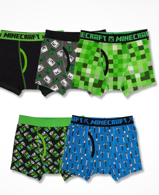 Minecraft 5-pack of boys' boxer briefs in size 4,