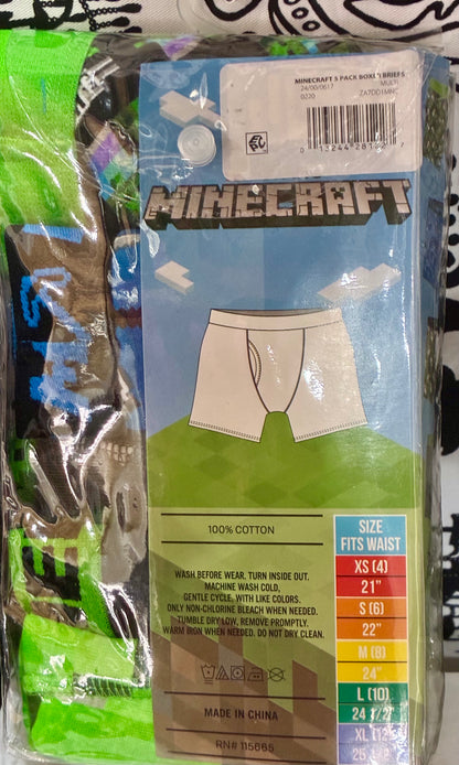 Minecraft 5-pack of boys' boxer briefs in size 4,