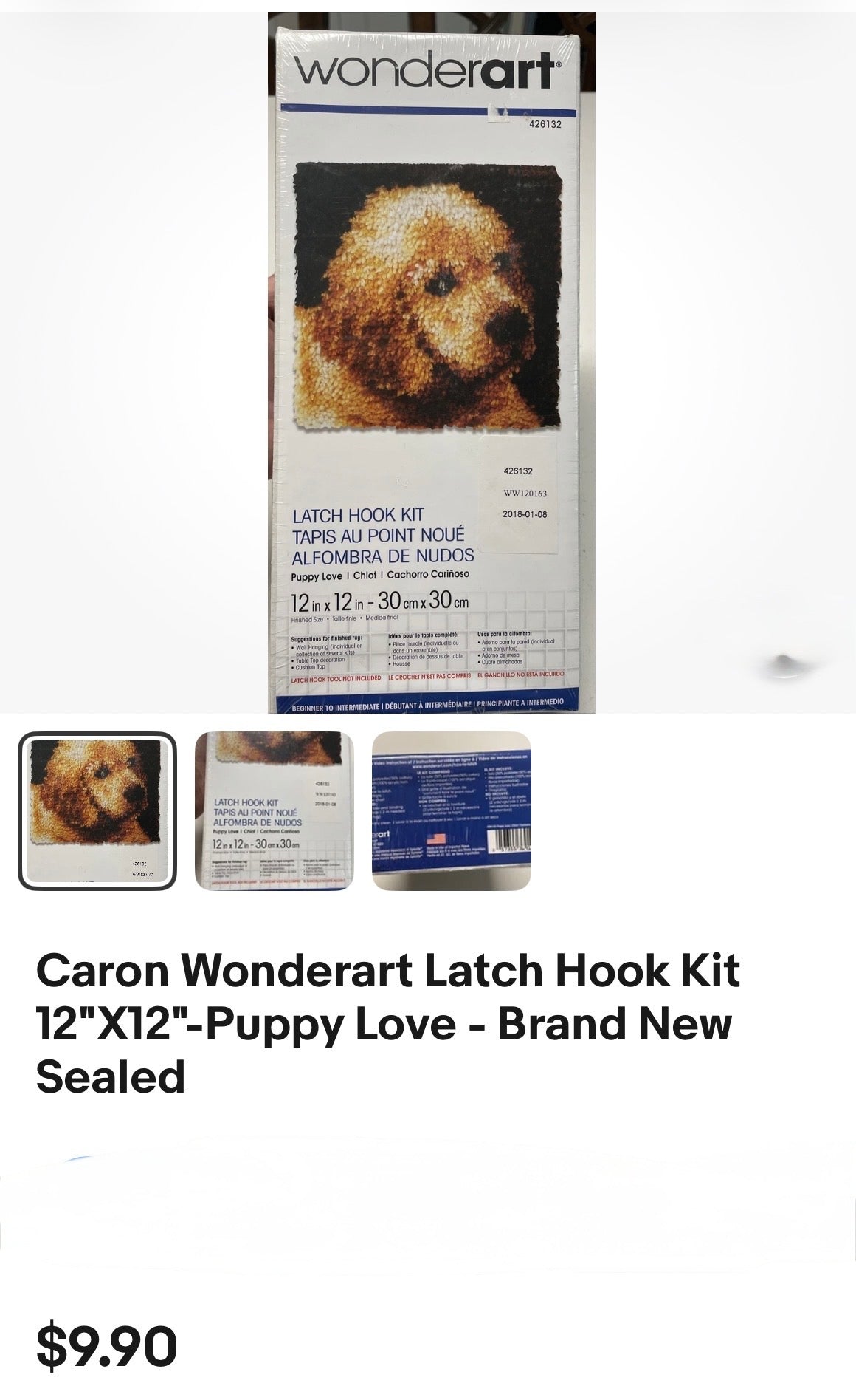 WonderArt Puppy Love Latch Hook Kit