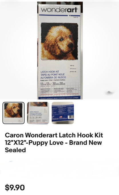 WonderArt Puppy Love Latch Hook Kit