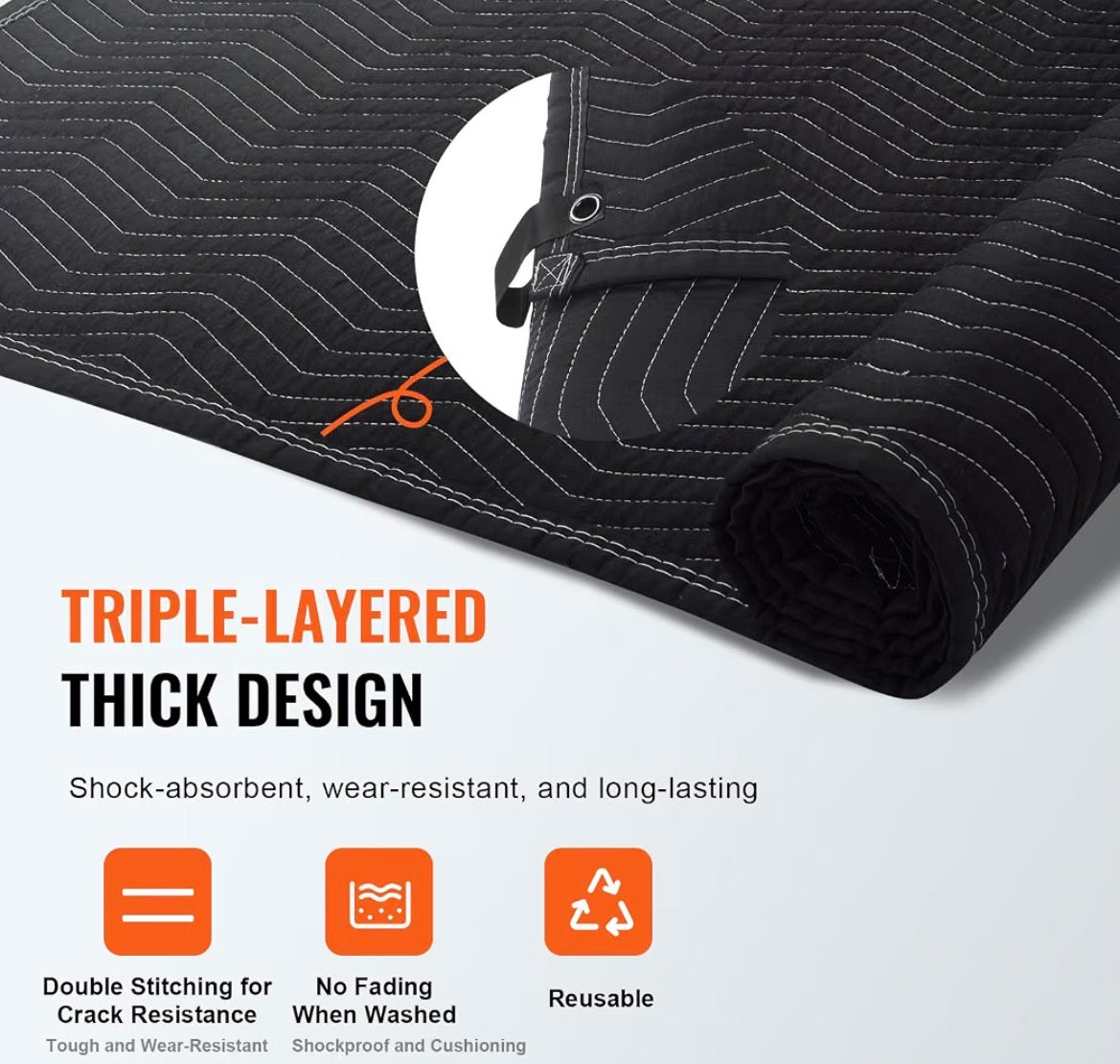 VEVOR Sound Dampening Blanket, 96" × 80" with loops @ grommets