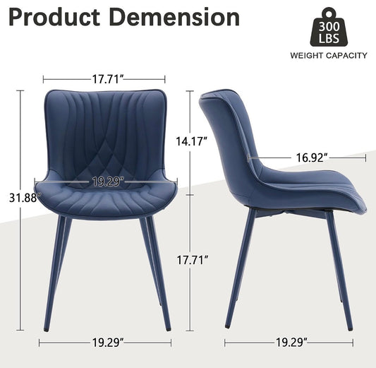 Navy Blue Dining Chairs Set of 2, Mid Century Modern Comfy