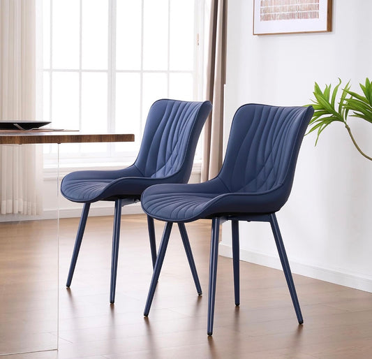 Navy Blue Dining Chairs Set of 2, Mid Century Modern Comfy