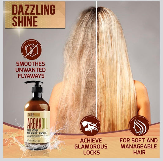Moroccan Argan Oil Shampoo -16oz,  Sulfate SLS Paraben Free Moisturizing Treatment