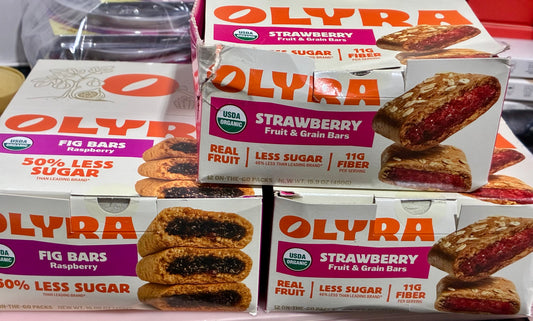 Olyra  Organic Fruit Bars, Prebiotic High Fiber Snack, Gut Health, Whole Grain
