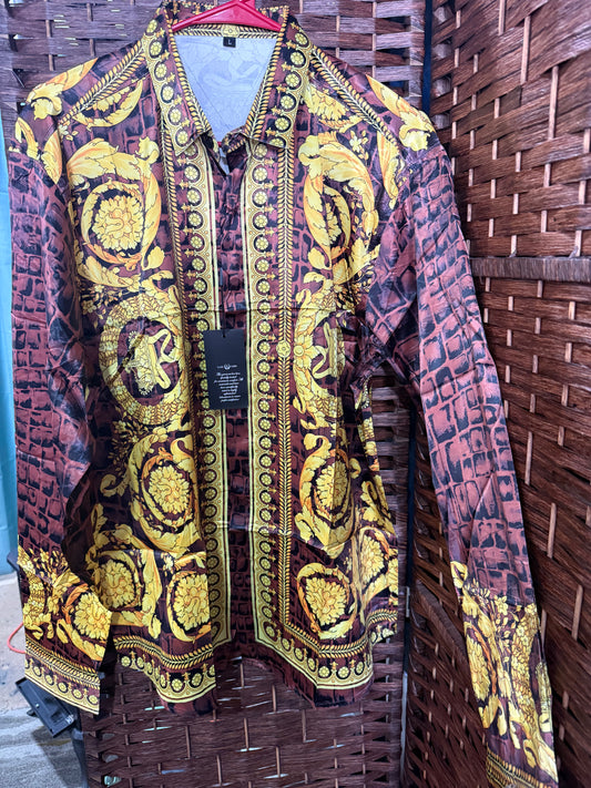 Luxury Printed Satin Long Sleeve