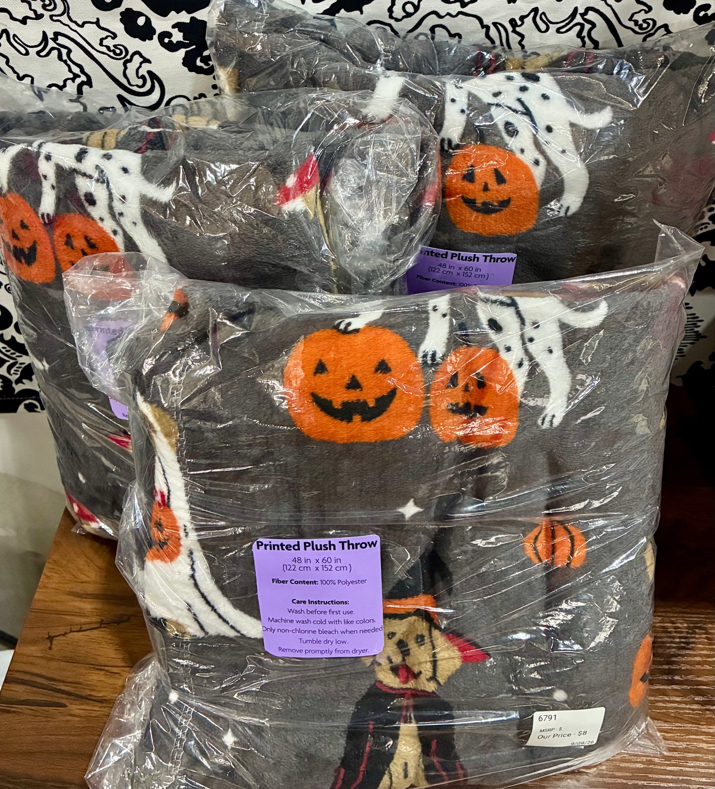 Plush Throw with various Dogs ,dressed for Halloween  48 x 60