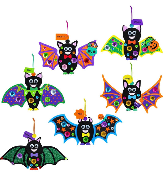 Winlyn 24 Sets Halloween Craft Kits - DIY Bat Ornaments