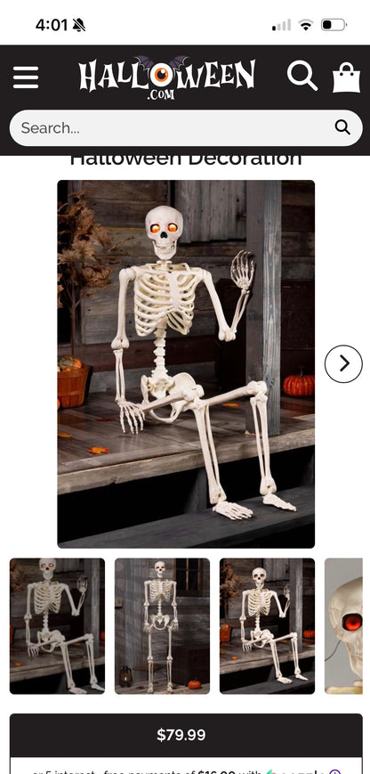 Deluxe 5FT Flaming Light Up Eyes & Talking Skeleton