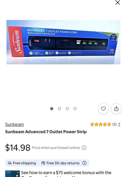 Sunbeam Advanced 7 Outlet Power Strip
