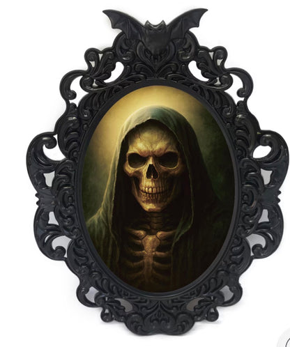 Black Gothic-style Bat-topped motion-activated light-and-sound haunted mirror