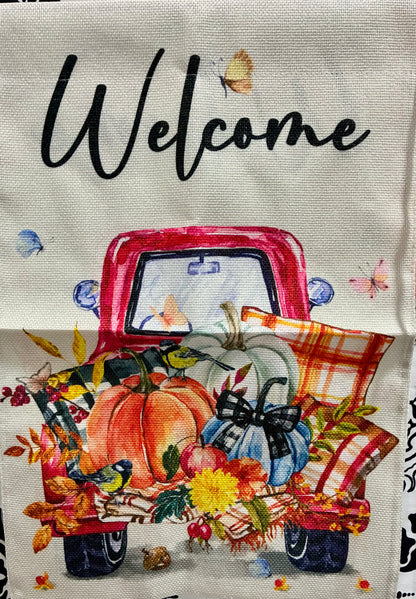 Truck Fall Garden Flag 12x18 Inch for Outside