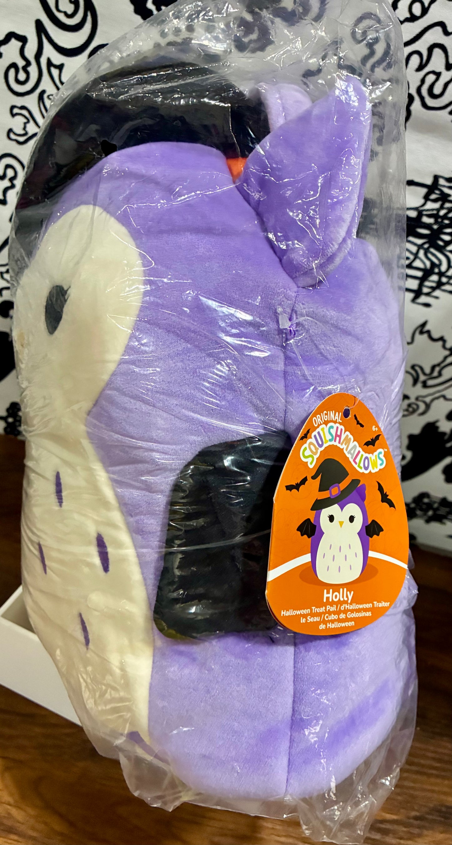 Squishmallows Holly the Owl Halloween 12'' Treat Pail.