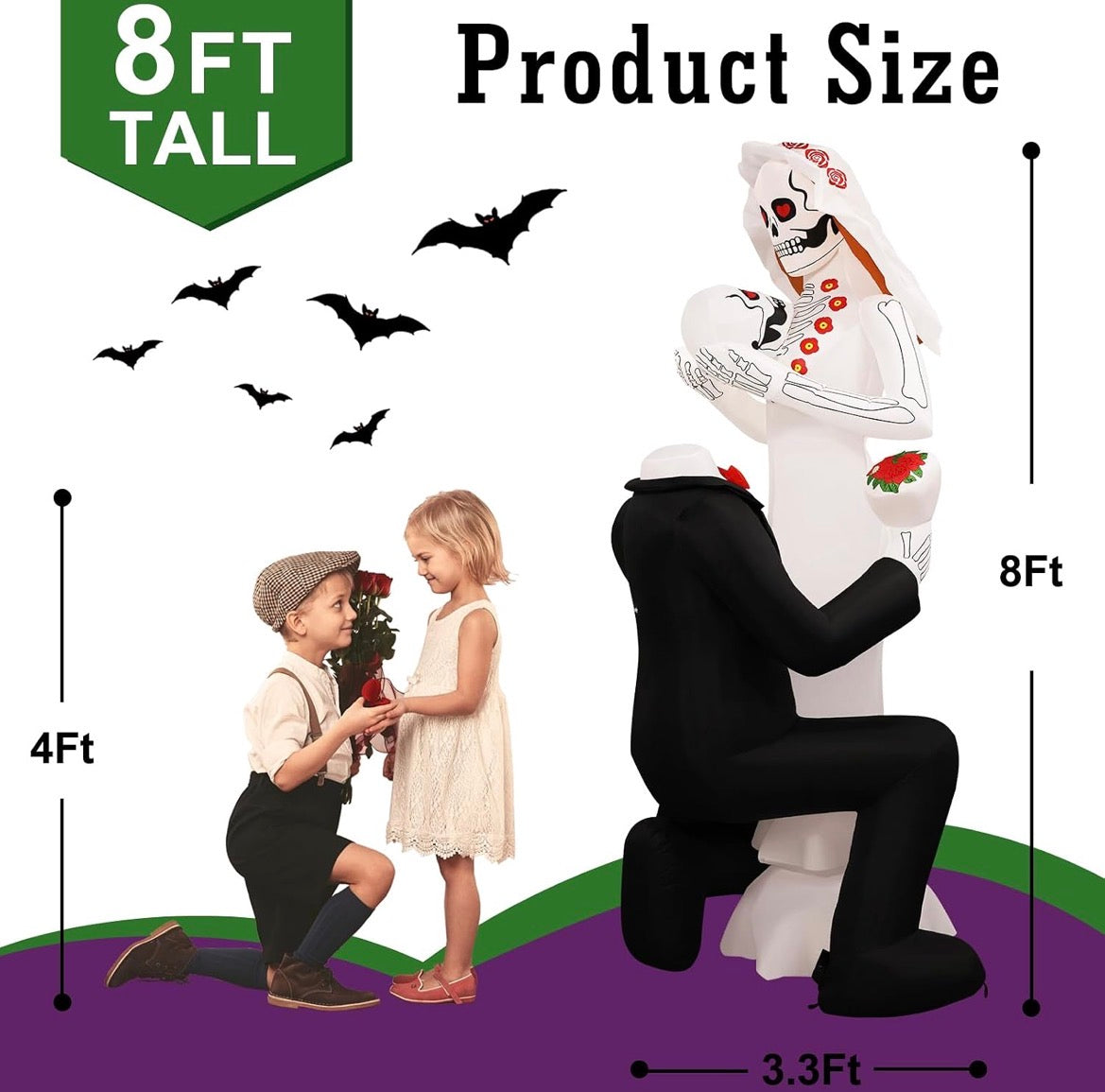 Giant 8Ft Tall Skeleton Couple Day of The Dead Outdoor Decoration