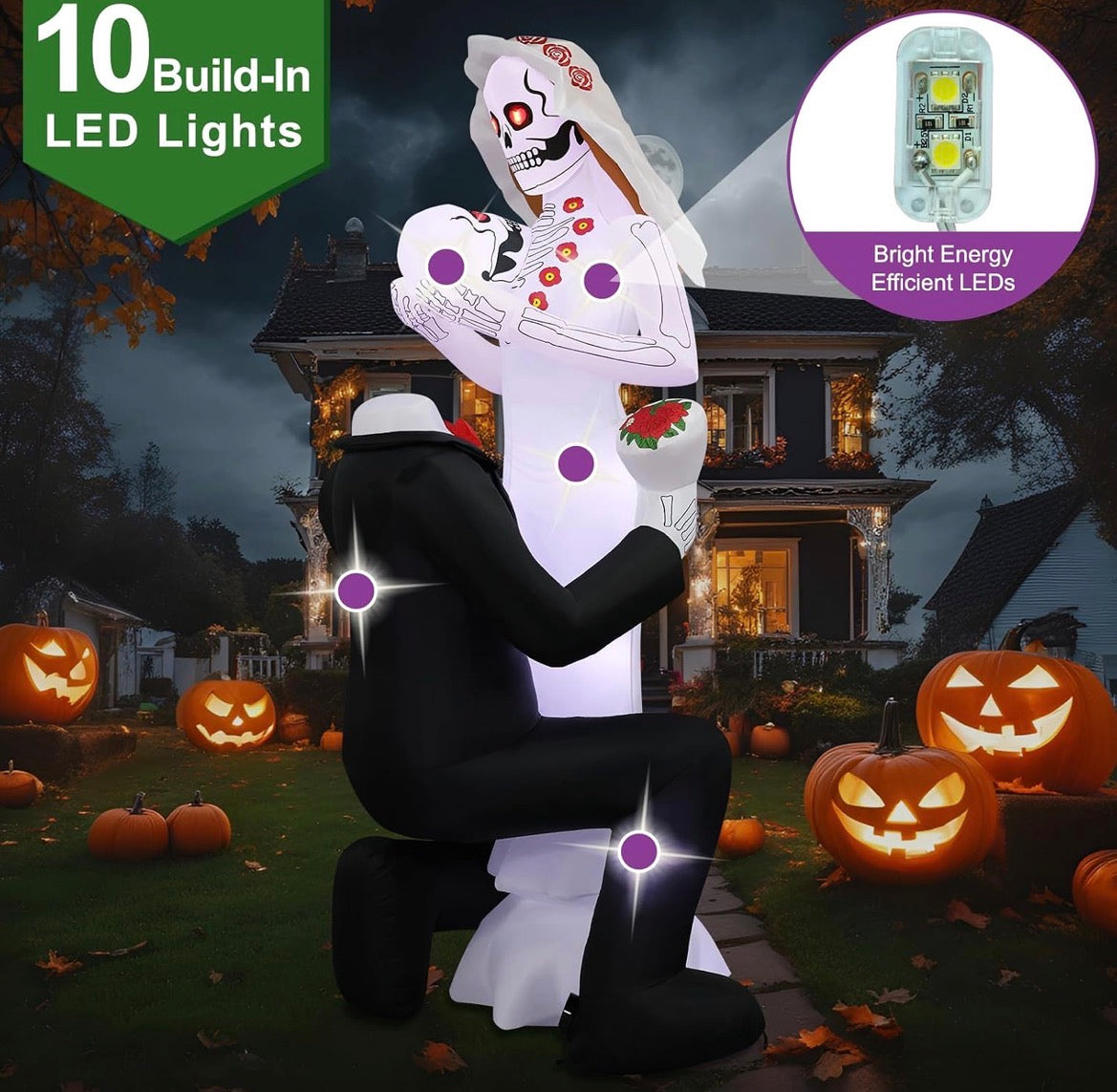 Giant 8Ft Tall Skeleton Couple Day of The Dead Outdoor Decoration