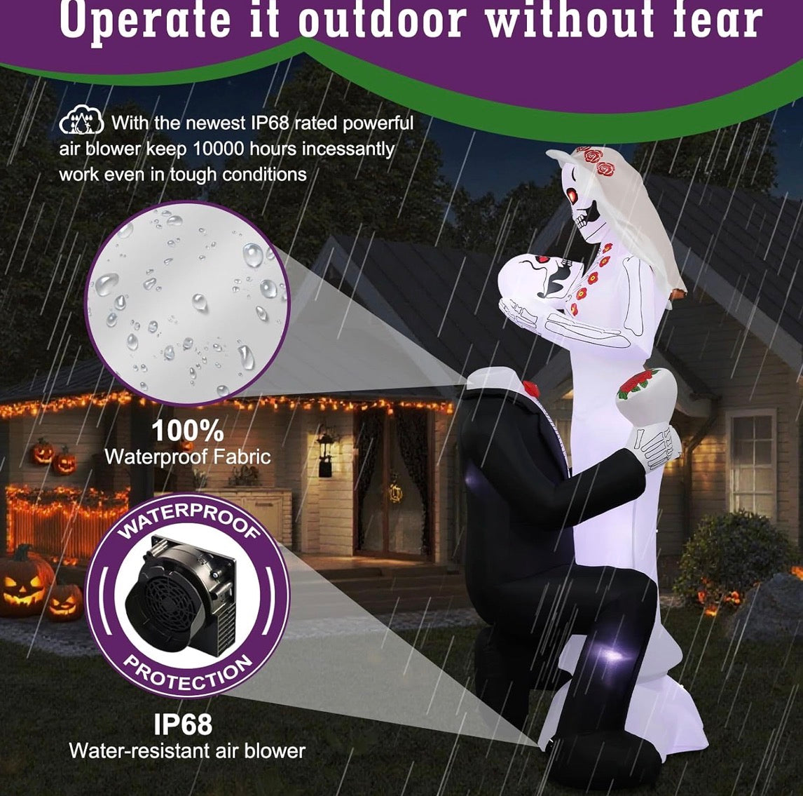 Giant 8Ft Tall Skeleton Couple Day of The Dead Outdoor Decoration