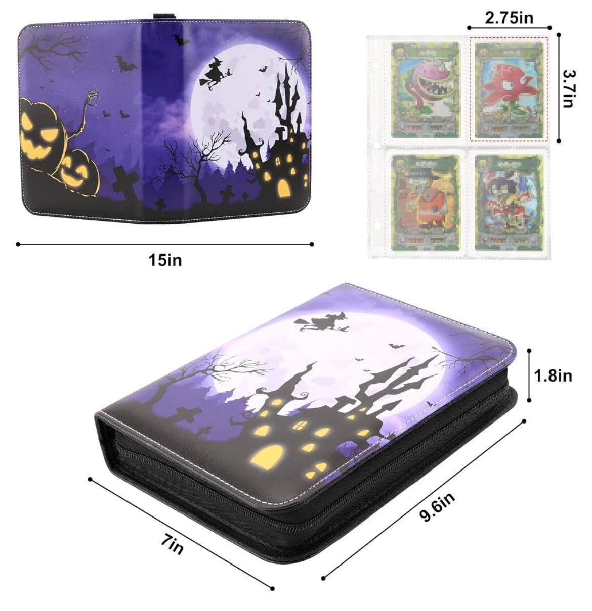 Card Collector's Album Holder with 65 Premium 4-Pocket Pages, Holds Up to 520 Cards