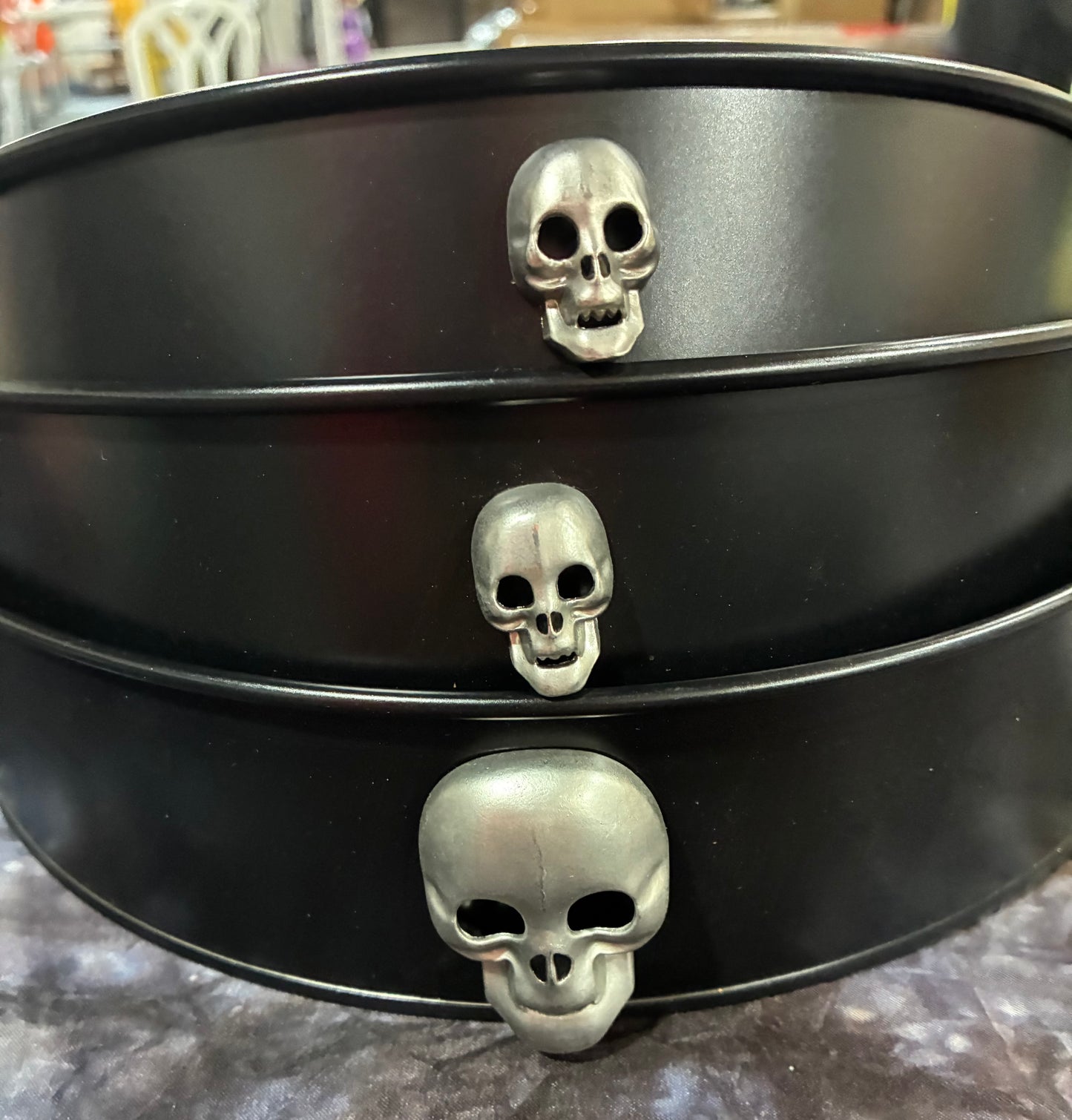 Set of Three Black Metal Halloween Pans
