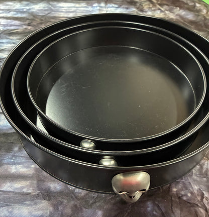 Set of Three Black Metal Halloween Pans
