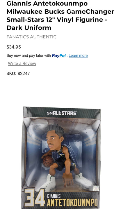 Giannis Antetokounmpo Milwaukee Bucks Small-Stars 12" Vinyl Figurine