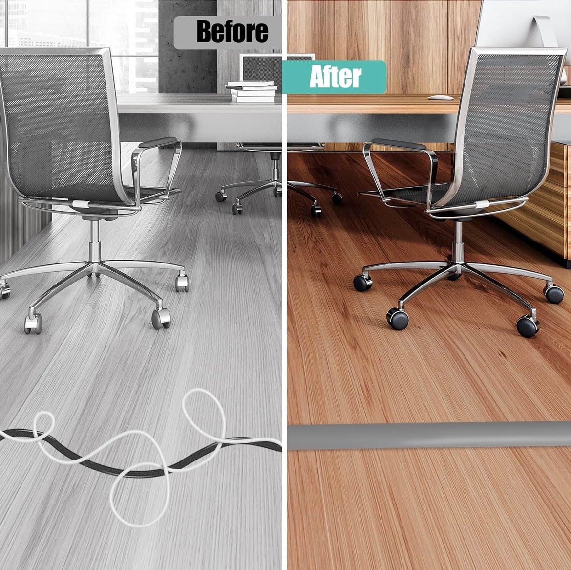 Floor  Self Adhesive Cord Hider, 10FT Cable Management, Protector for Wires,