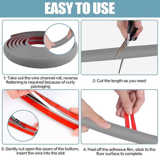Floor  Self Adhesive Cord Hider, 10FT Cable Management, Protector for Wires,