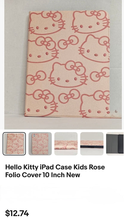 Hello Kitty iPad Case Kids Rose Folio Cover 10 Inch with pen slot