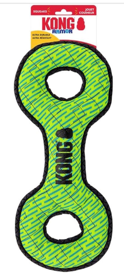 KONG Armor Double Tug Plush Dog Toy in green.