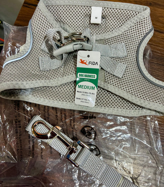FIDA Comfy Soft Mesh  Dog Harness & Leash Set