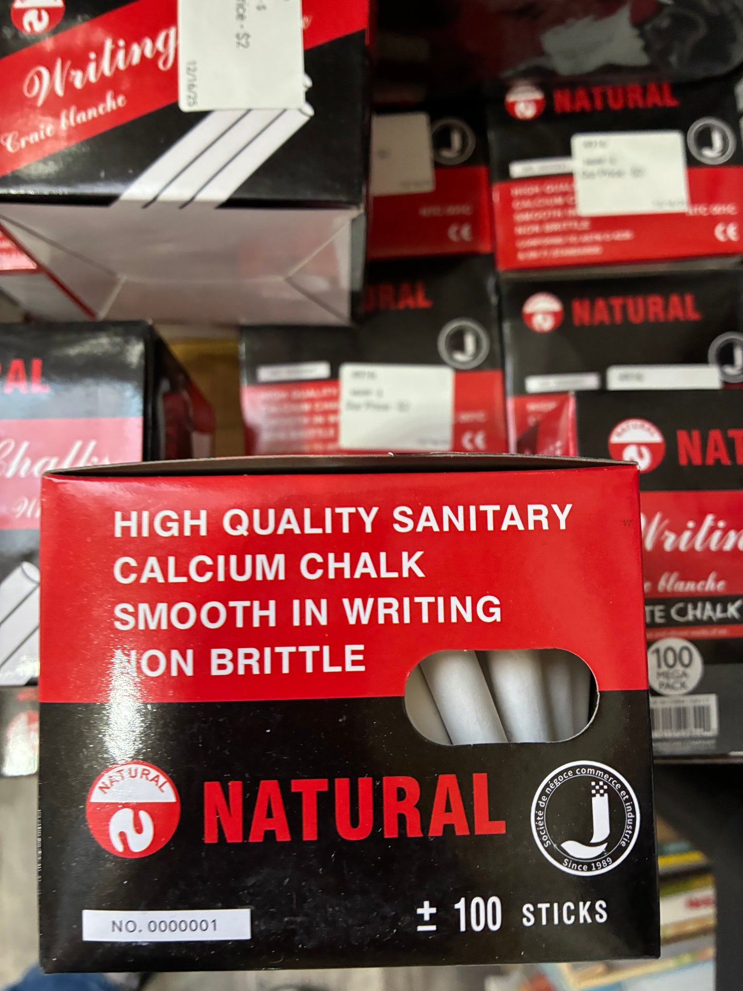 NATURAL CALCIUM WHITE WRITING CHALK 100 CT