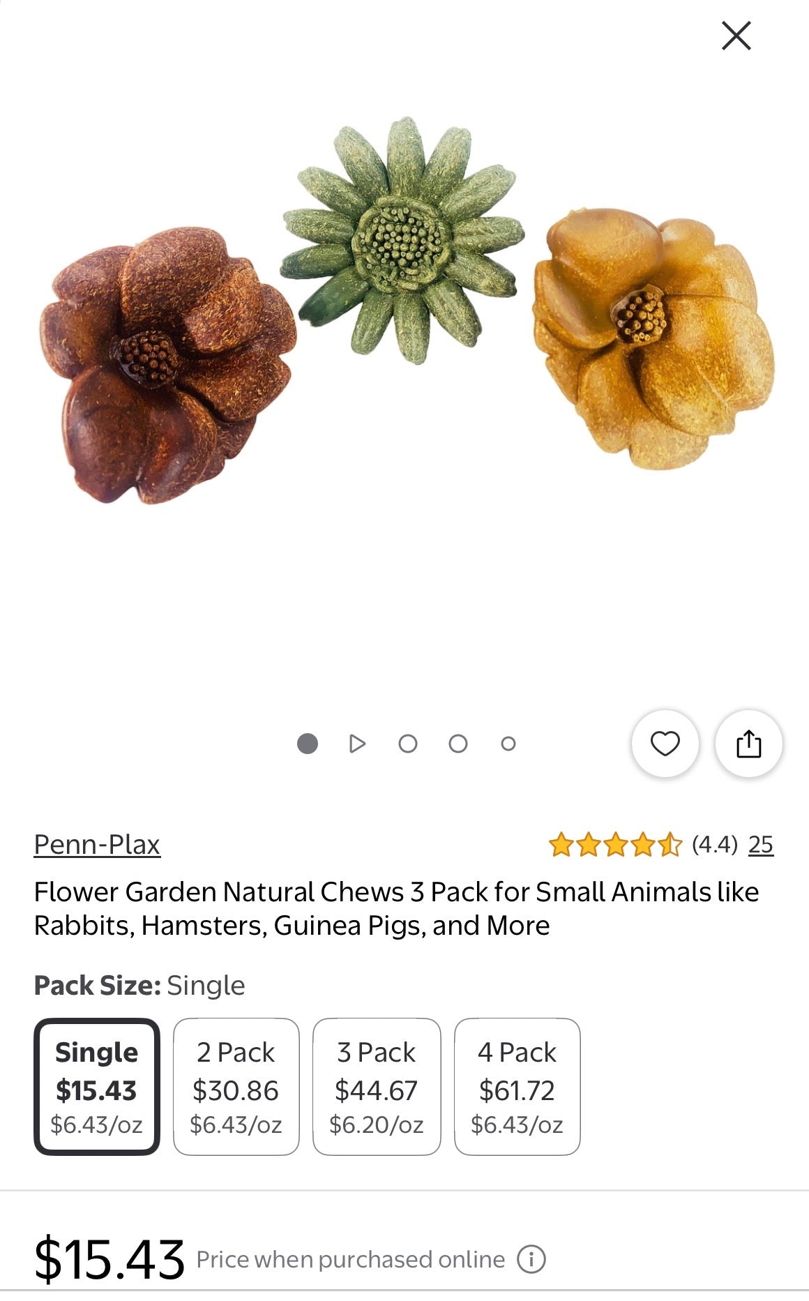 Flower Garden Natural Chews 3 Pack for Small Animals