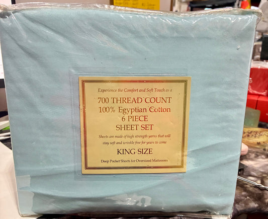 700 Thread Count Egyptian Cotton 6-Piece Sheet Set in King Size,