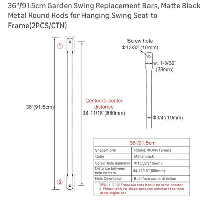 GARDEN SWING REPLACEMENT BARS