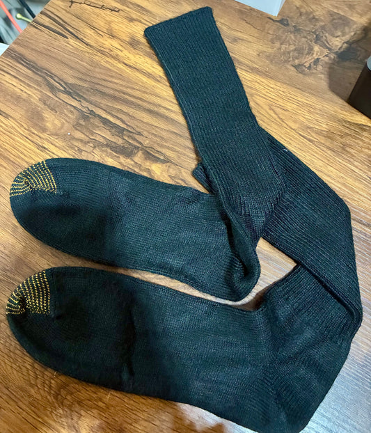 Mens Black Crew Winter Thermal Cotton Long Work Socks