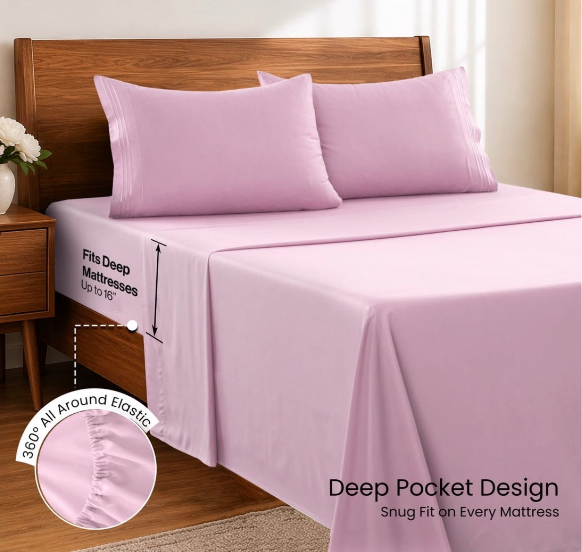 Lux Decor Collection - 4 Pc King Bed Sheets Set -