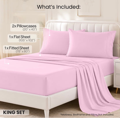 Lux Decor Collection - 4 Pc King Bed Sheets Set -