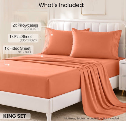 Lux Decor Collection - 4 Pc King Bed Sheets Set -