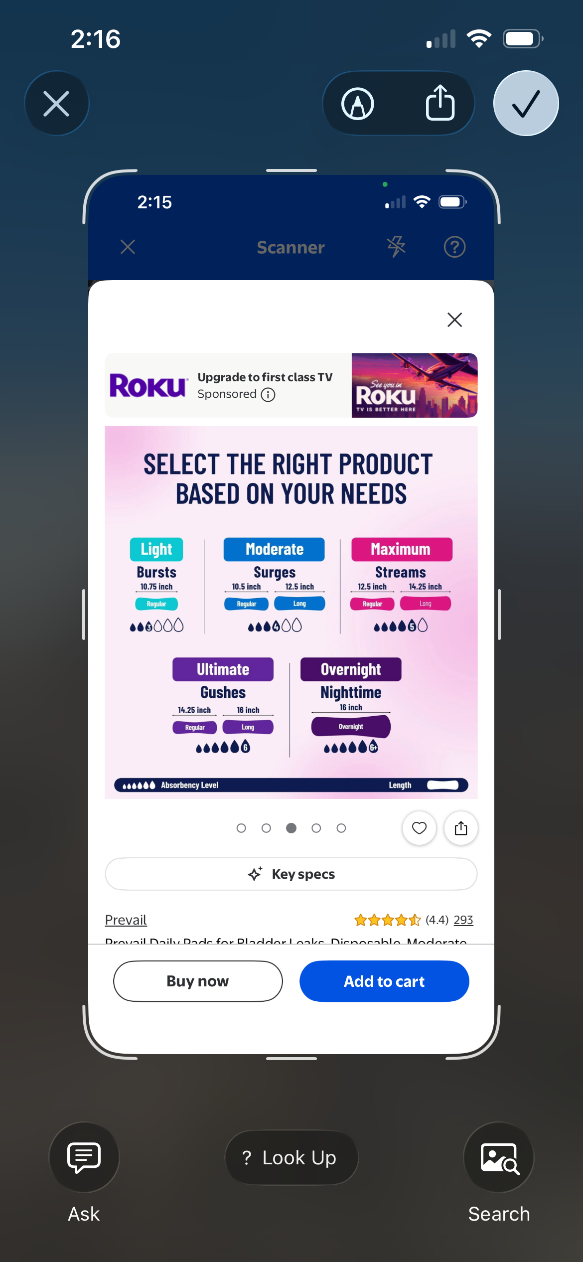 Prevail Daily Pads for Bladder Leaks