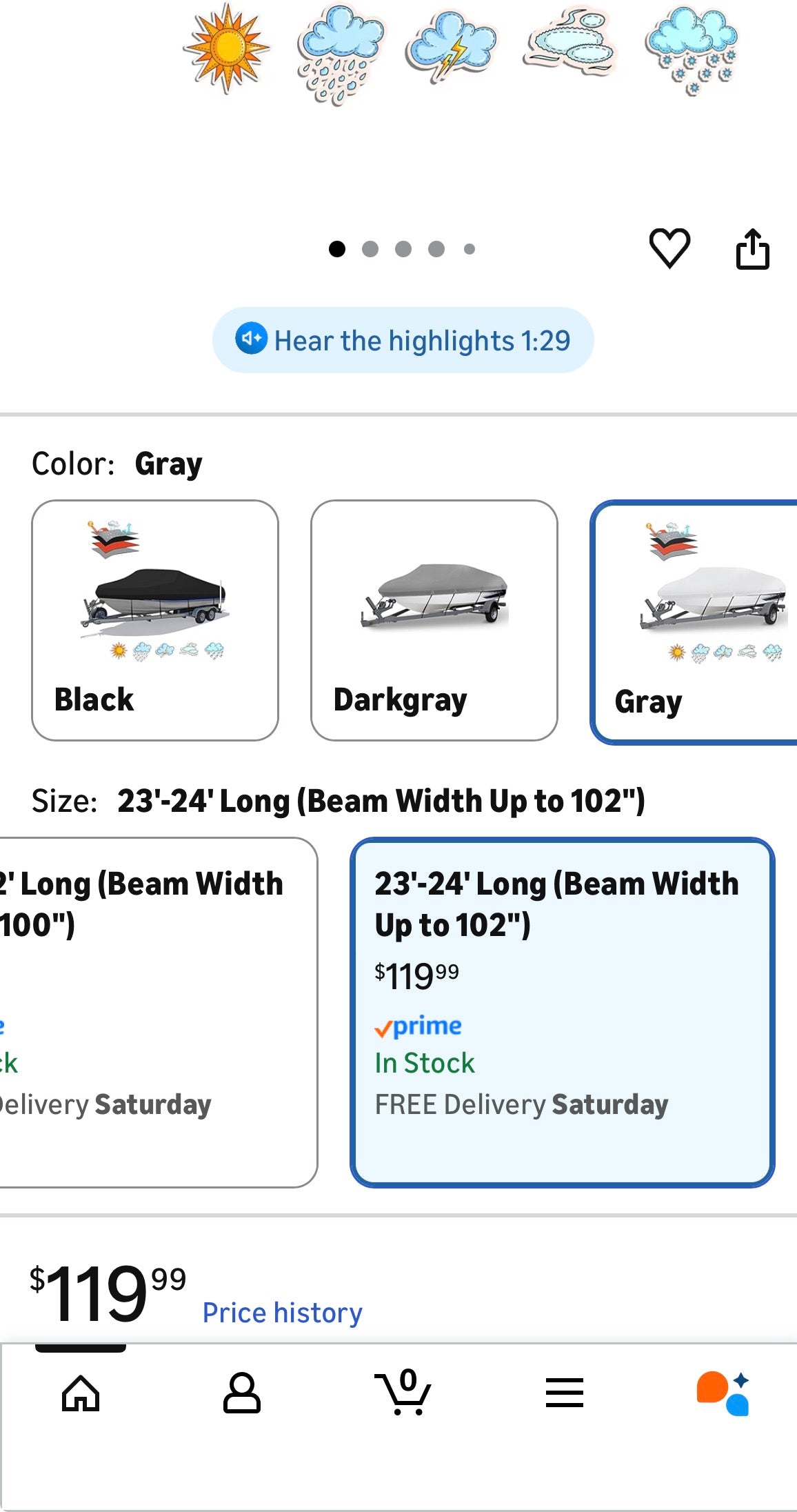 HAHASOLE HEAVY DUTY 1200 PU WATERPROOF BOAT COVER 23'-24'