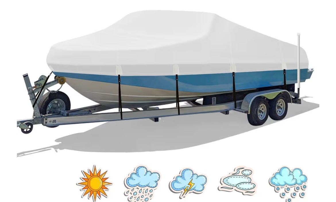 HAHASOLE HEAVY DUTY 1200 PU WATERPROOF BOAT COVER 23'-24'