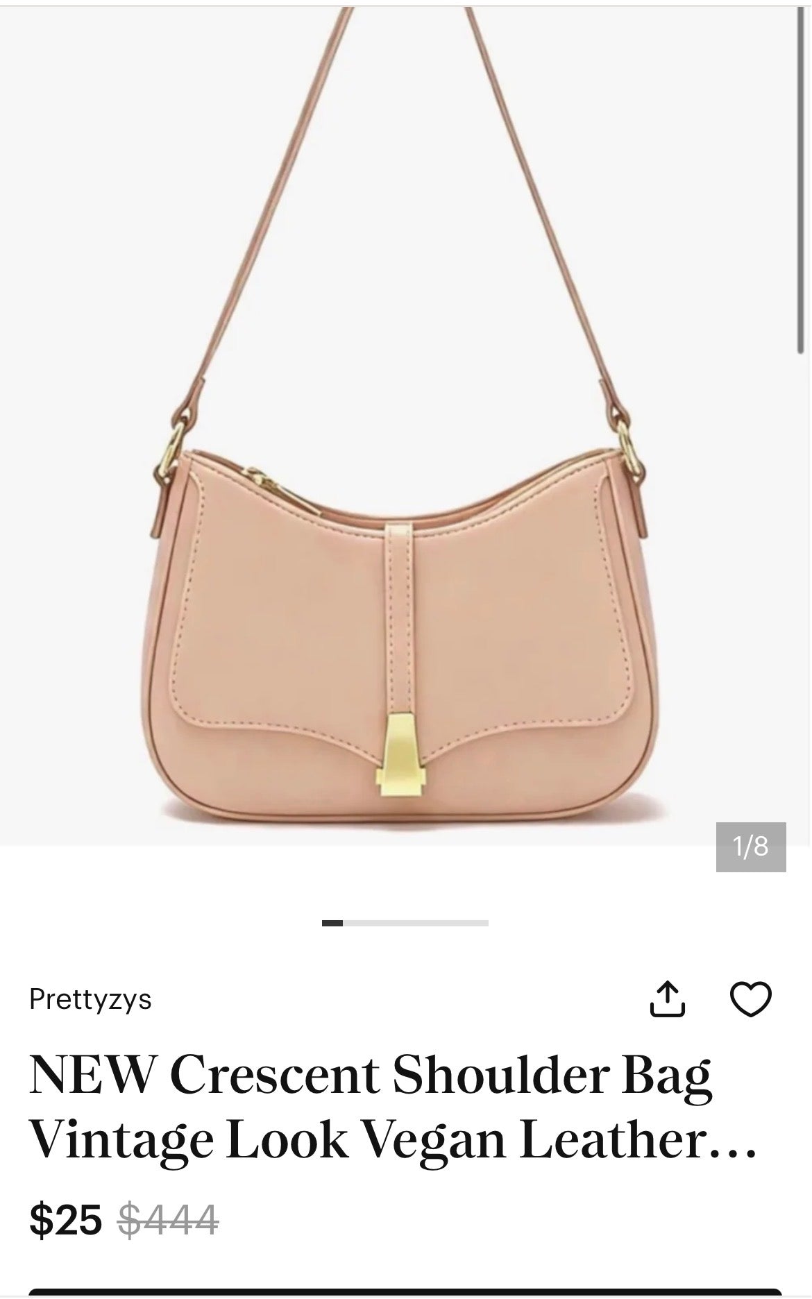 NEW Crescent Shoulder Bag Vintage Look Vegan Leather...