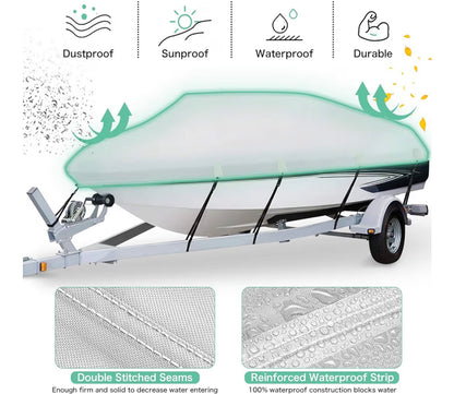HAHASOLE HEAVY DUTY 1200 PU WATERPROOF BOAT COVER 23'-24'