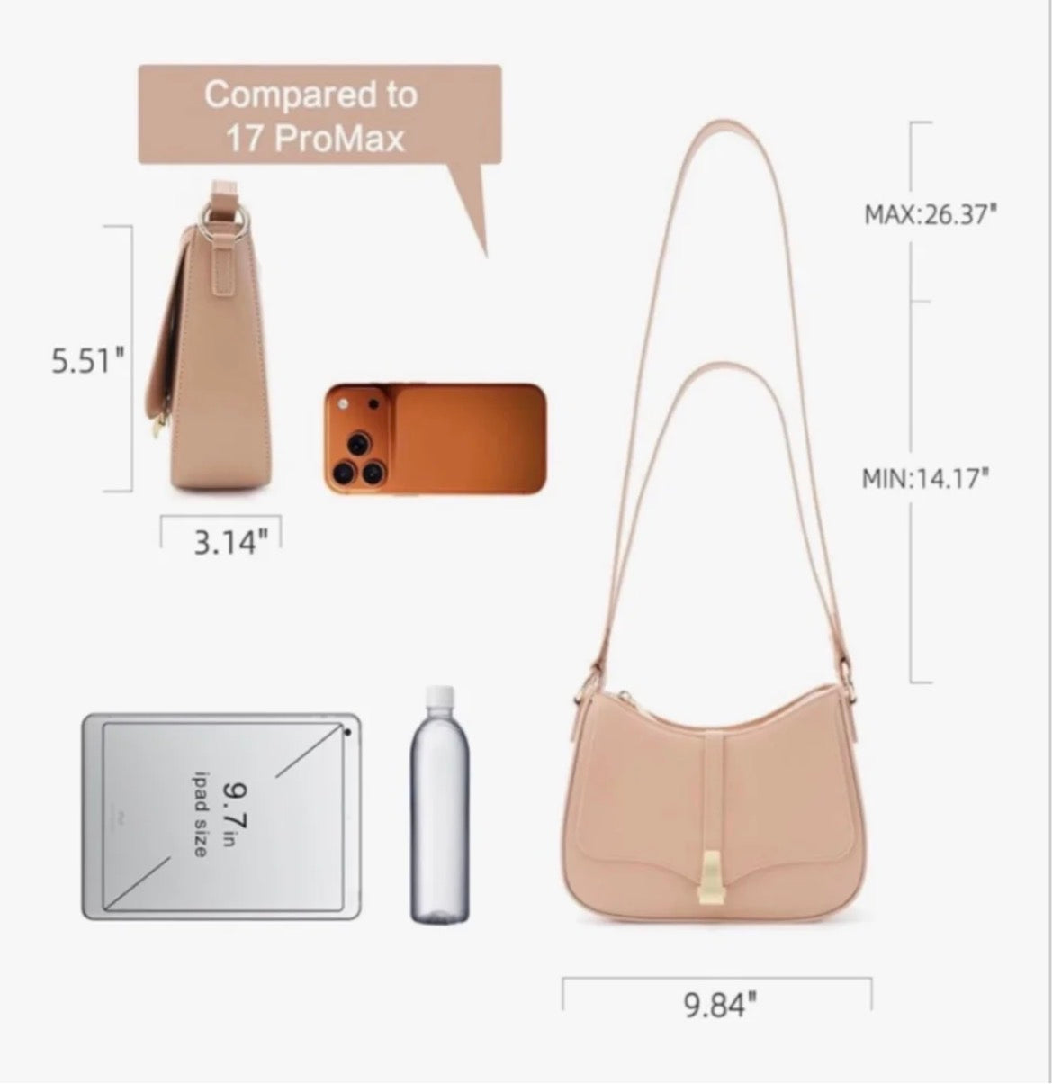 NEW Crescent Shoulder Bag Vintage Look Vegan Leather...