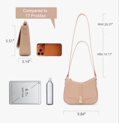 NEW Crescent Shoulder Bag Vintage Look Vegan Leather...